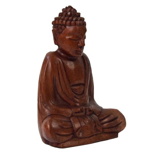 Simandra Om Buddha Amitabha 15 cm Statue sitzend Holz Skulptur Lotus Meditation Feng-Shui Letzte 3 Tage