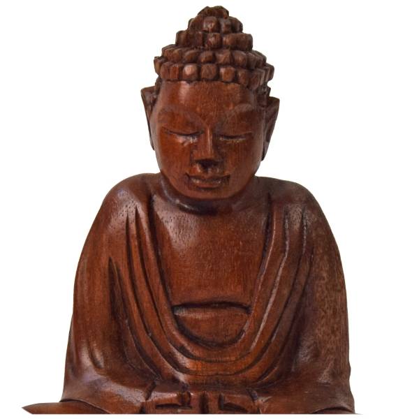 Simandra Om Buddha Amitabha 15 cm Statue sitzend Holz Skulptur Lotus Meditation Feng-Shui Letzte 3 Tage