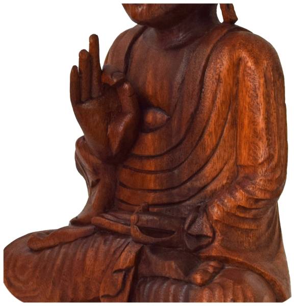 Simandra Om Buddha Amitabha 30 cm Statue sitzend Holz Skulptur Lotus Meditation Feng-Shui Neueste Stile