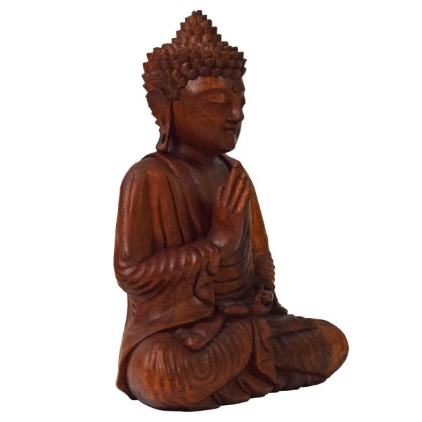 Simandra Om Buddha Amitabha 30 cm Statue sitzend Holz Skulptur Lotus Meditation Feng-Shui Neueste Stile