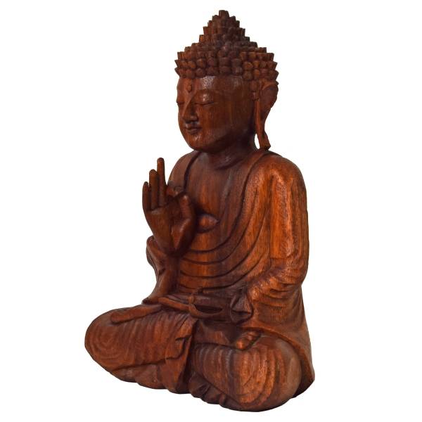 Simandra Om Buddha Amitabha 30 cm Statue sitzend Holz Skulptur Lotus Meditation Feng-Shui Neueste Stile