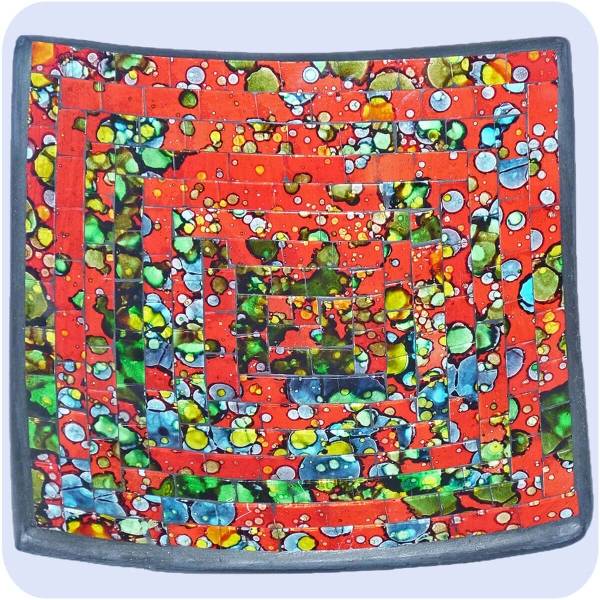 Simandra Mosaikschale Tonschale Glasschale Dekoschale Mosaik Kunsthandwerk Glassteine Deko Quadrat bunt klein