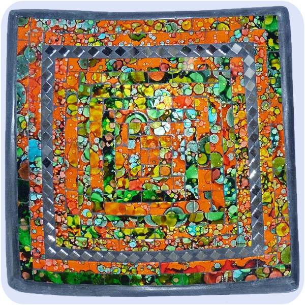 Simandra Mosaikschale Tonschale Glasschale Dekoschale Mosaik Kunsthandwerk Glassteine Deko Quadrat Spiegel groß