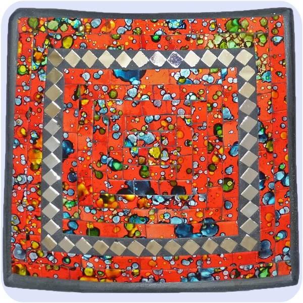 Simandra Mosaikschale Tonschale Glasschale Dekoschale Mosaik Kunsthandwerk Glassteine Deko Quadrat Spiegel klein