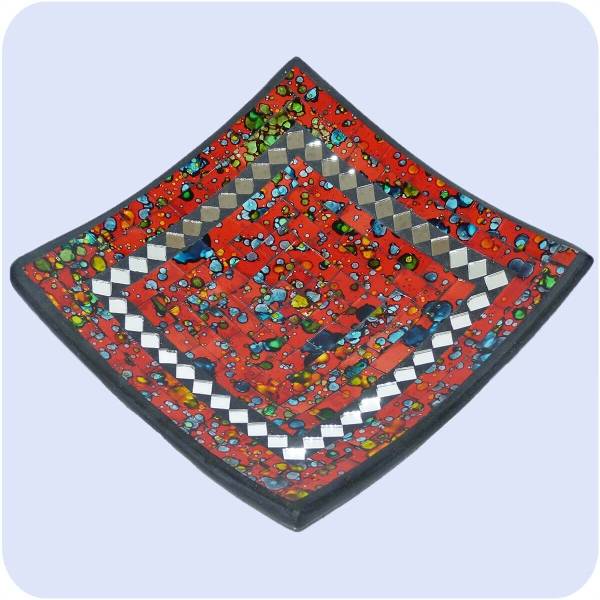 Simandra Mosaikschale Tonschale Glasschale Dekoschale Mosaik Kunsthandwerk Glassteine Deko Quadrat Spiegel klein Super Rabatt