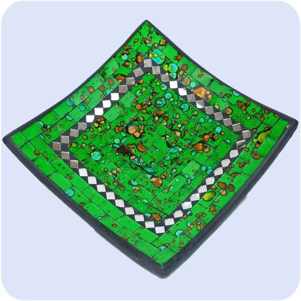 Simandra Mosaikschale Tonschale Glasschale Dekoschale Mosaik Kunsthandwerk Glassteine Deko Quadrat Spiegel mini