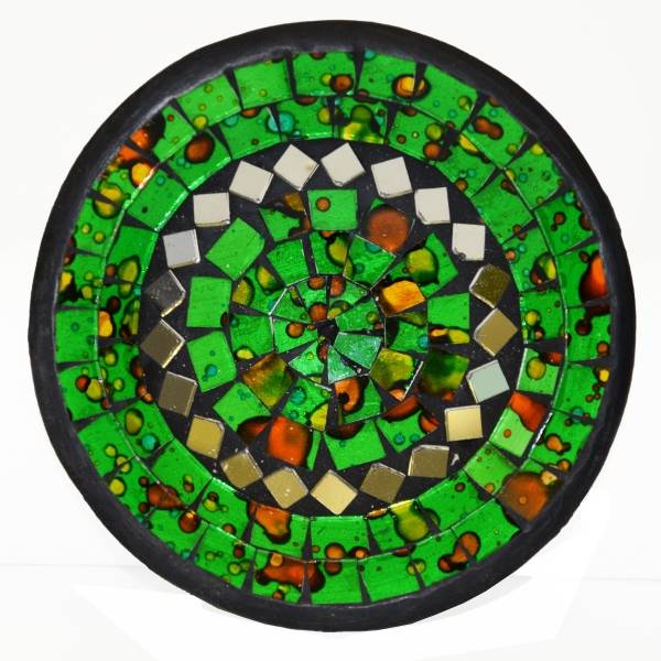 Simandra Mosaikschale Tonschale Glasschale Dekoschale Mosaik Kunsthandwerk Glassteine Deko rund Spiegel M