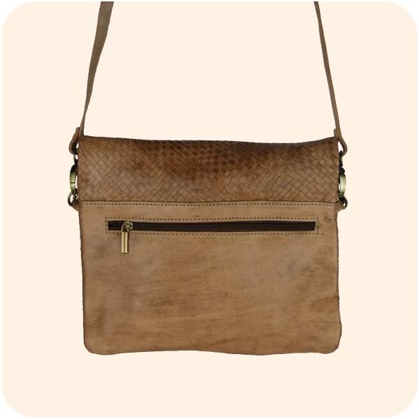 Simandra Leder Handtasche Dafira 33x26cm - marokkanische Umhängetasche in Flecht-Optik mit 3 Fächern Meist gekauft