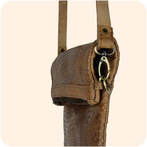 Simandra Leder Handtasche Dafira 33x26cm - marokkanische Umhängetasche in Flecht-Optik mit 3 Fächern Meist gekauft