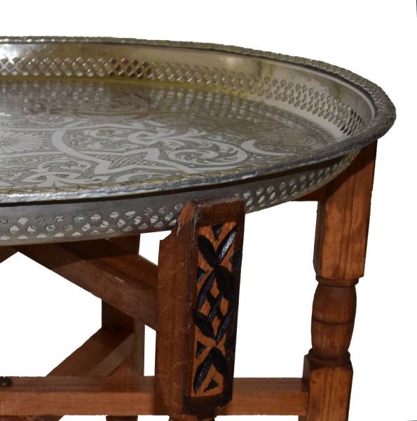 Simandra Marokkanischer Tisch Beistelltisch Teetisch orientalisch mit antikem Tablett -groß Versandkostenfrei