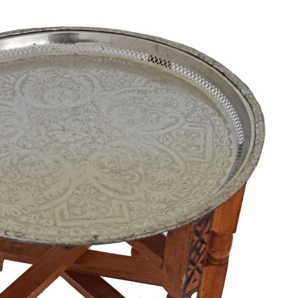 Simandra Marokkanischer Tisch Beistelltisch Teetisch orientalisch mit antikem Tablett -mittel Großer Ausverkauf