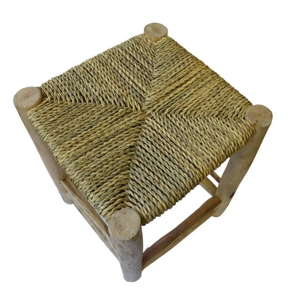 Simandra Scandi Stil Holzhocker Hocker Fußhocker mit geflochtenen Palmenblättern 20x20 cm Saisonschlussverkauf