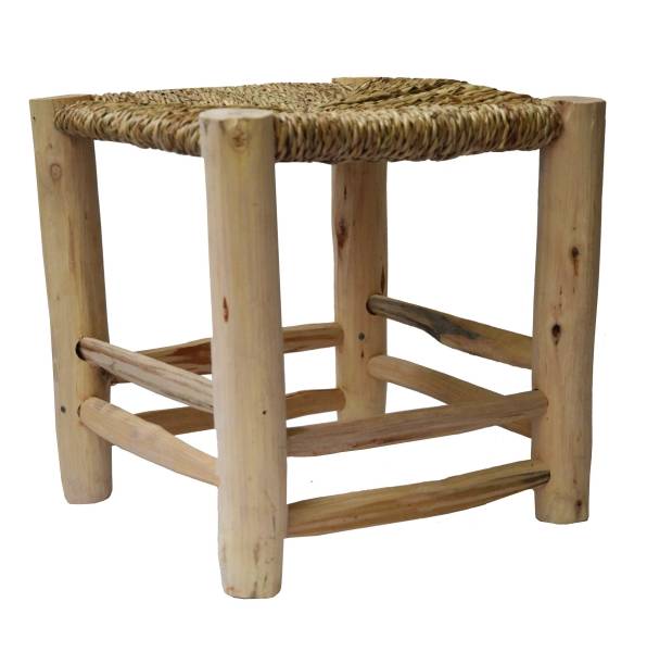 Simandra Scandi Stil Holzhocker Hocker Fußhocker mit geflochtenen Palmenblättern 30x30 cm Black Friday