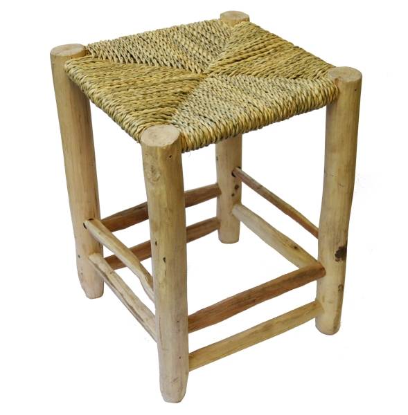 Simandra Scandi Stil Holzhocker Hocker Fußhocker mit geflochtenen Palmenblättern 30x40 cm Cyber Monday