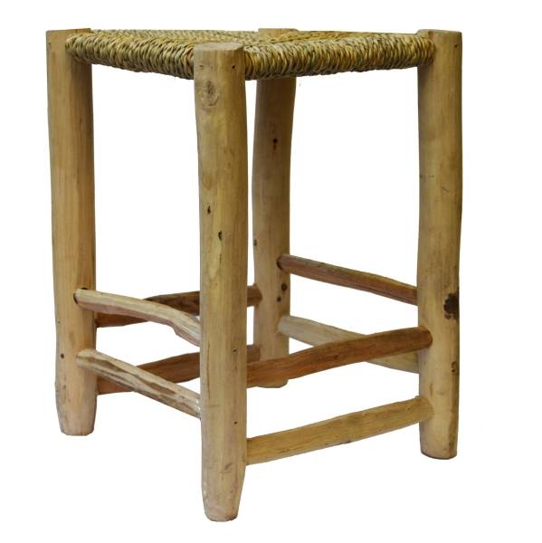 Simandra Scandi Stil Holzhocker Hocker Fußhocker mit geflochtenen Palmenblättern 30x40 cm Cyber Monday