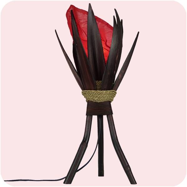 Simandra Bali asiatische Lampe Bananenblatt 67x24cm - Stehleuchte aus traditioneller Handarbeit