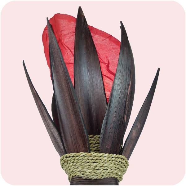 Simandra Bali asiatische Lampe Bananenblatt 67x24cm - Stehleuchte aus traditioneller Handarbeit Jubiläumsangebot