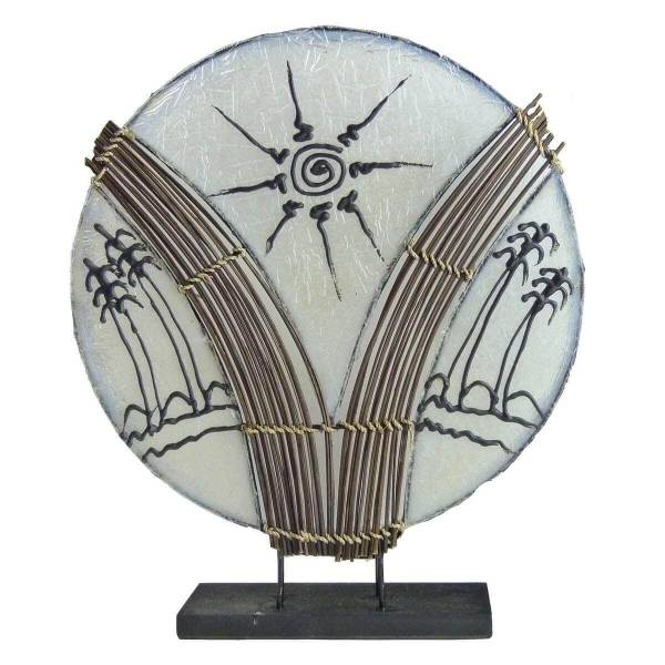 Simandra Deko-Leuchte Stimmungsleuchte asiatische Lampe Stehleuchte Tischleuchte Tischlampe Bali Asia PALME weiß groß 46 cm Online Outlet