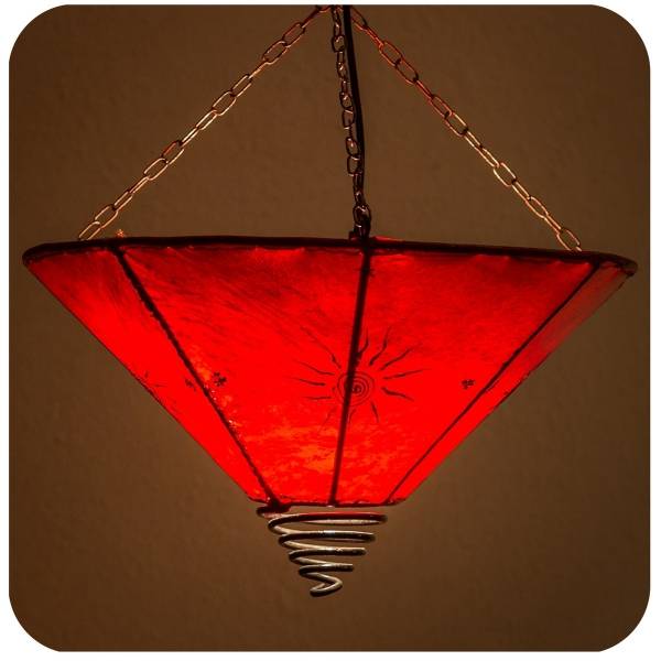 Simandra Orientalische Lampe Deckenleuchte Hängelampe marokkanische Deckenlampe Lederlampe Fuego Sonne 40 cm