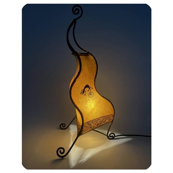 Simandra Orientalische Lampe Hennalampe marokkanische Lederlampe Tischleuchte Stehleuchte Essaouira Gecko 50 cm Neueste Stile