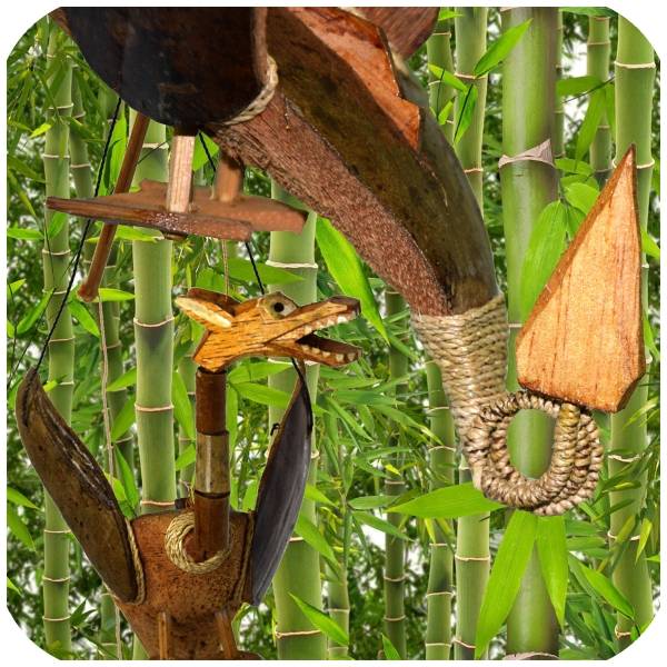 Simandra Drache Windspiel Mobile aus Kokosnuss Bambus und Holz handgefertigt Bis zu 60% Rabatt