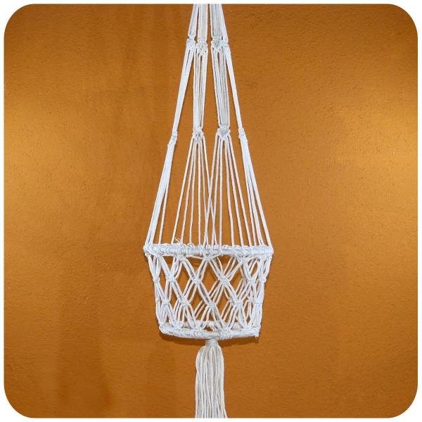 Simandra Makramee Blumenampel Hängeampel geknotet, Knüpftechnik Pflanzen-hänger Planthanger, Boho Vintage Shabby Chic geknüpft