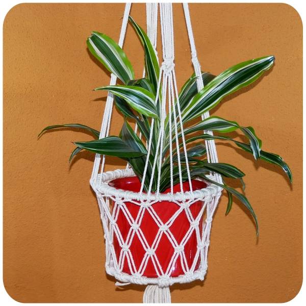 Simandra Makramee Blumenampel Hängeampel geknotet, Knüpftechnik Pflanzen-hänger Planthanger, Boho Vintage Shabby Chic geknüpft Bis zu 65% Rabatt