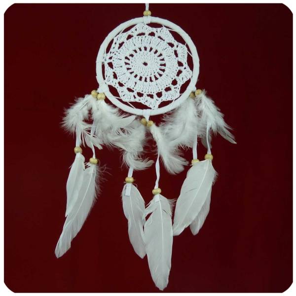 Simandra Traumfänger Dreamcatcher Windspiel Federn Träume Geschenk Deko Hängend gehäkelt 11 cm