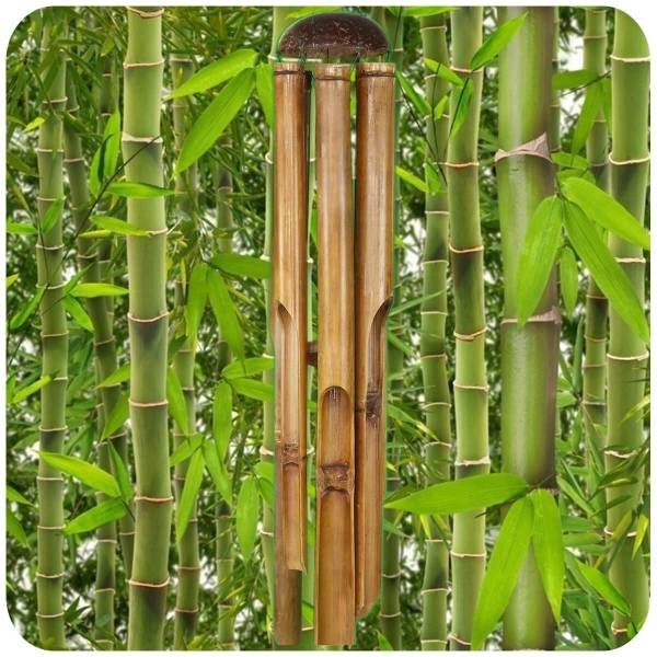 Simandra Windspiel Klang-Spiel Bambus Deko Mobile Klangröhren Entspannung Garten Türglocke Feng Shui 100 cm Im Verkauf