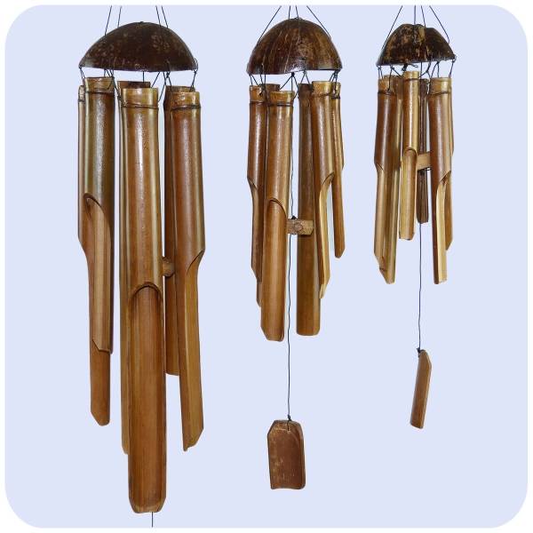 Simandra Windspiel Klang-Spiel Bambus Deko Mobile Klangröhren Entspannung Garten Türglocke Feng Shui 3 Set zollfrei