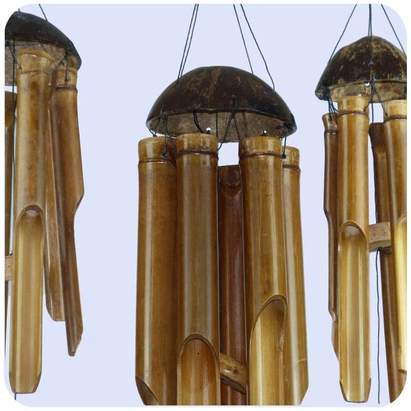 Simandra Windspiel Klang-Spiel Bambus Deko Mobile Klangröhren Entspannung Garten Türglocke Feng Shui 3 Set zollfrei