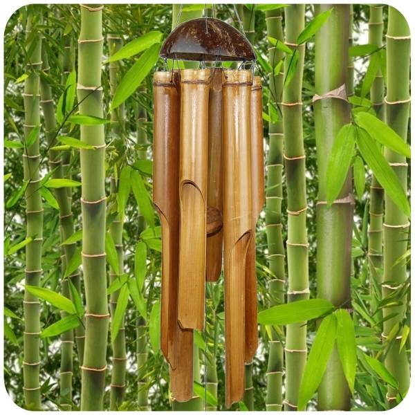 Simandra Windspiel Klang-Spiel Bambus Deko Mobile Klangröhren Entspannung Garten Türglocke Feng Shui 30 cm 50% Rabatt für begrenzte Zeit