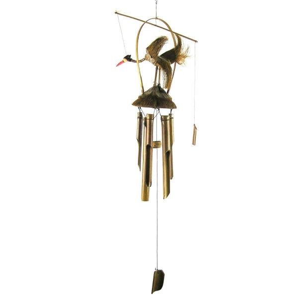Simandra Windspiel Klangspiel Bambus Klang Deko Klangröhren Entspannung Garten Türglocke Vogel Kranich