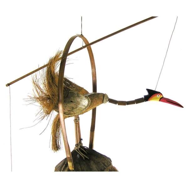 Simandra Windspiel Klangspiel Bambus Klang Deko Klangröhren Entspannung Garten Türglocke Vogel Kranich Auslauf