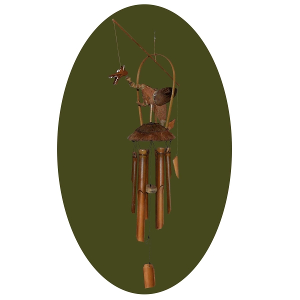 Simandra Windspiel Klangspiel Bambus Mobile Drache Klangholz