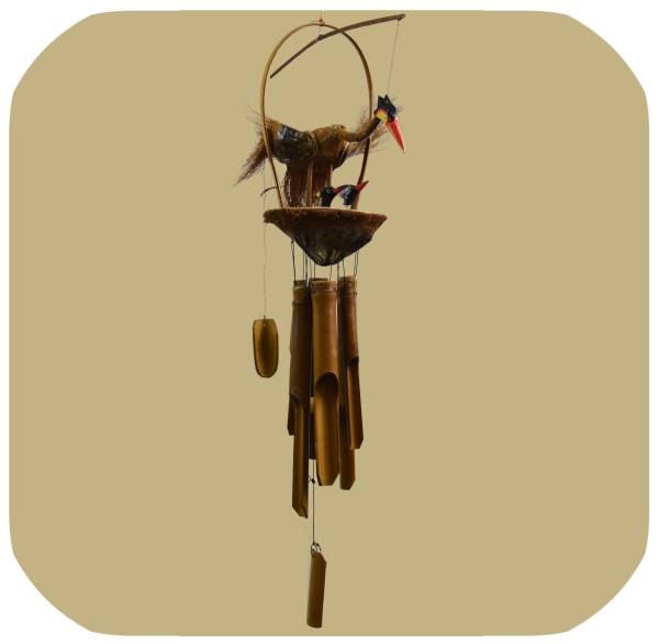 Simandra Windspiel Klangspiel Bambus Mobile Türglocke Feng Shui Kranich mit Kindern