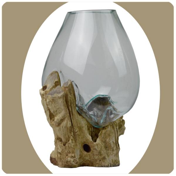 Simandra ***2.WAHL*** Wurzelholz Glas-Vase Wurzel-Vase Deko-Glas Kaffeewurzel Holz Design Blumenvase Günstiger Verkauf