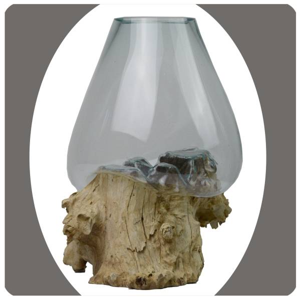 Simandra ***2.WAHL*** Wurzelholz Glas-Vase Wurzel-Vase Deko-Glas Kaffeewurzel Holz Design Blumenvase Günstiger Verkauf