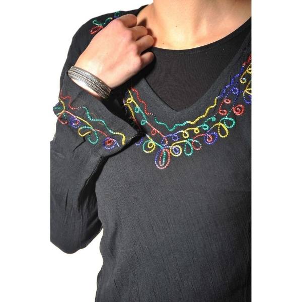 Simandra Langarm Bluse Oberteil Longshirt Kleid Shirt Träger Tank Schluppenbluse Hippie Tunika Rajani Fabrik Onlineshop