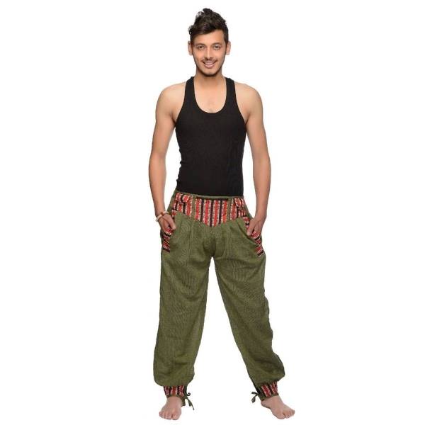 Simandra Haremshose Thamel Freizeithose mit breitem gewebtem Bund Fischerhose für Herren