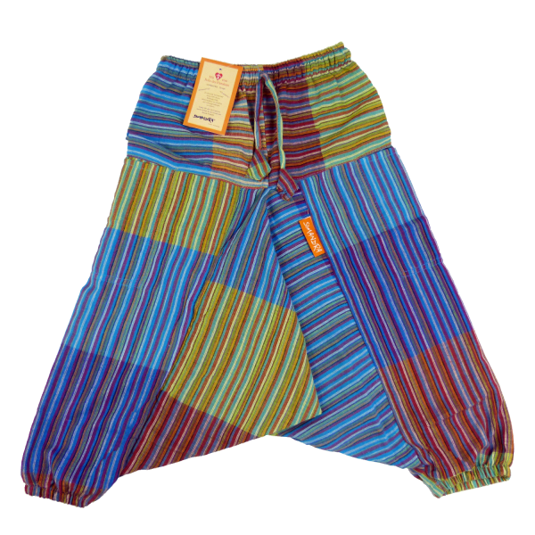Simandra Kinderhose "Karna" I Patchworkhose mit Gummizug I Haremshose aus 100% Baumwolle I Aladinhose mit 2 Taschen I absolute Bewegungsfreiheit