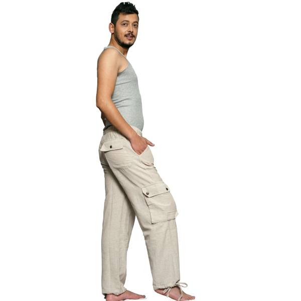 Simandra Cargo-Hose aus Baumwolle - Arbeitshose im Cargo-Stil mit Gummibund - Hose mit vielen Taschen - Freizeithose mit geradem Bein Exklusive Angebote