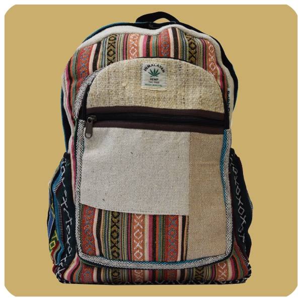 Simandra Ethno Hanf Rucksack handgefertigt in Nepal mit vielen Fächern Blitzangebot