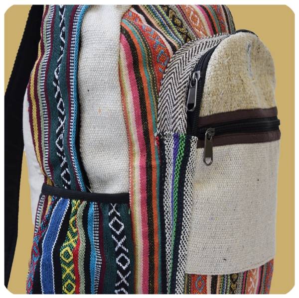 Simandra Ethno Hanf Rucksack handgefertigt in Nepal mit vielen Fächern Blitzangebot