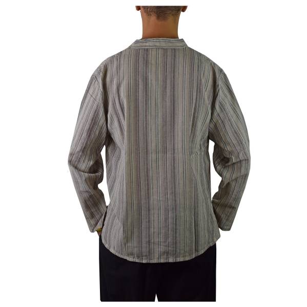 Simandra Herren Kurta Klassisch Gestreift Beige Saisonale Angebote
