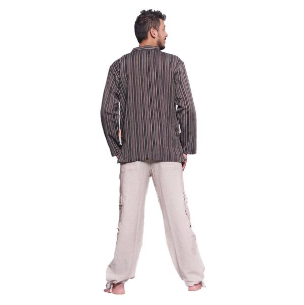 Simandra Herren Kurta Klassisch Gestreift Braun Räumungsverkauf
