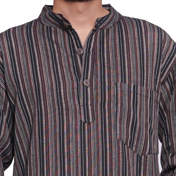 Simandra Herren Kurta Klassisch Gestreift Braun Räumungsverkauf