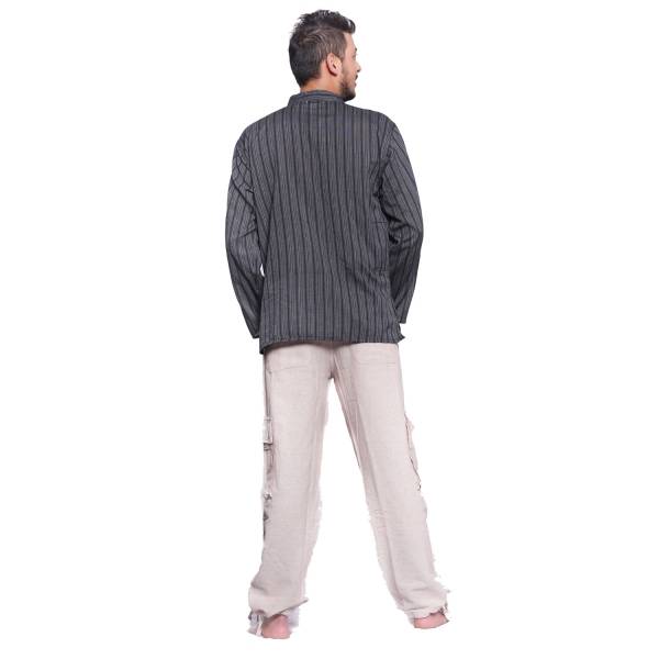 Simandra Herren Kurta Klassisch Gestreift Schwarz Sonderangebote