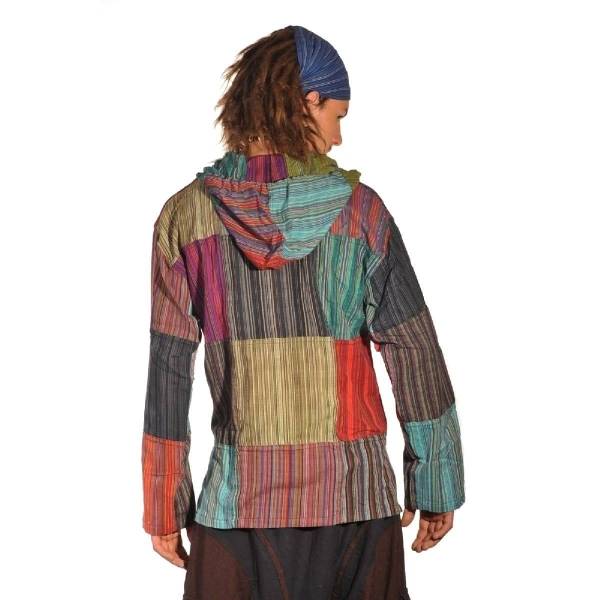 Simandra Patchwork-Kapuzenhemd I Fischerhemd - gerader Schnitt I Freizeit-Hemd für Frauen & Männer I 100% Baumwolle VIP-Rabatte