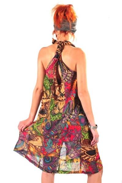 Simandra Sommer Kleid Neckholder luftig leicht in herrlich intensiven Farben Super Sparpreis